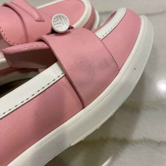 Tory Burch Sport Golf Loafers Size 7 Pink White Leather - Picture 8 of 14